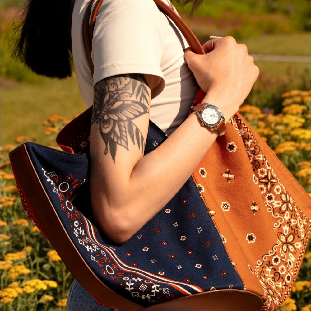 Shinola Derby Bandana Tote- Blue and Orange Bag - Picture 6 of 7